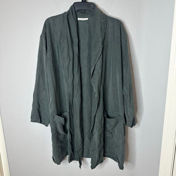 Bryn Walker Green Open Long Cardigan 100% Tencel